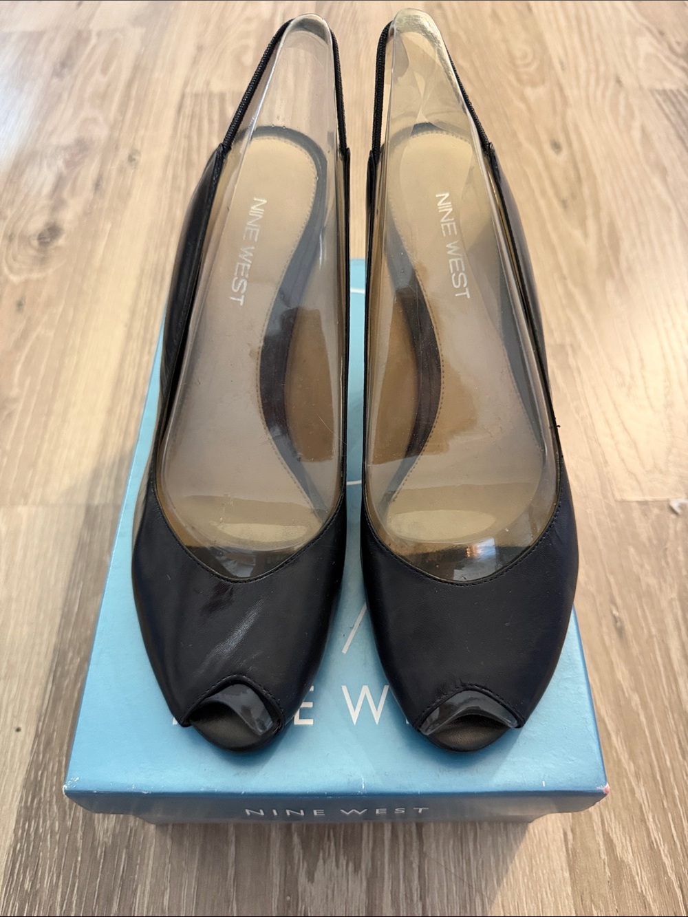 Nine West Black Peep-Toe Slingback Heels Size 8